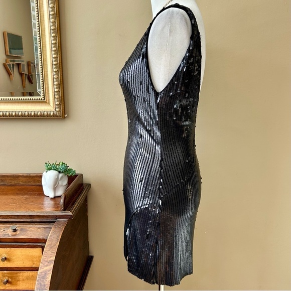 Free People Intimately Sexy In Sequins Black Mini Dress Matte V-Neck Size XS S - Picture 6 of 11